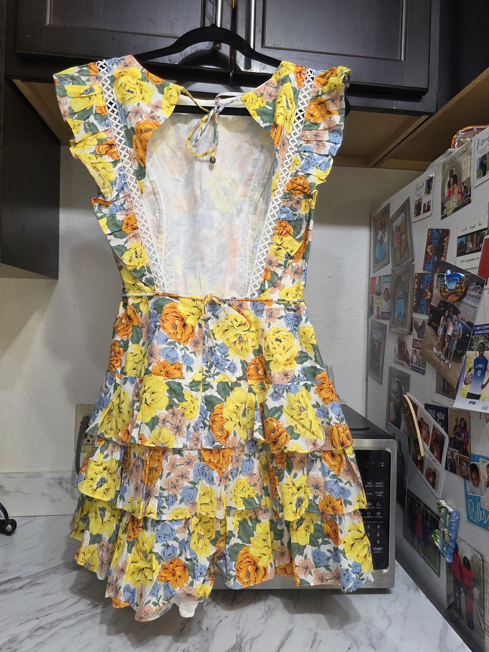 Hello Molly Romper Style Floral Ruffle Tie-Waist Mini Dress  Women Size Medium - Picture 10 of 14